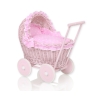Poppenwagen van riet Roze Polkaprikker