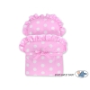 Poppenwagen van riet Roze Polkaprikker Stofroze