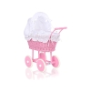 Poppenwagen van riet Roze Wit