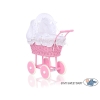 Poppenwagen van riet Roze Wit
