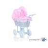 Poppenwagen van riet Roze Wit Blauw Polkaprikker