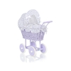 Poppenwagen van riet Wit Marineblauw Purper Polkaprikker