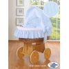 Rieten Babybed met Kap Blauw Ezel Luca