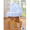Rieten Babybed met Kap Blauw Ezel Luca