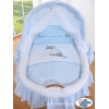 Rieten Babybed met Kap Blauw Ezel Luca