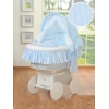 Rieten Babybed met Kap Blauw Ezel Luca
