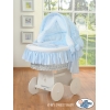 Rieten Babybed met Kap Blauw Ezel Luca