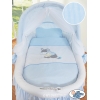 Rieten Babybed met Kap Blauw Ezel Luca
