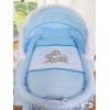 Rieten Babybed met Kap Blauw Teddy Bear Branaba
