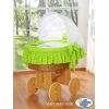 Rieten Babybed met Kap Groen Gelukkige Uilen