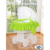 Rieten Babybed met Kap Groen Gelukkige Uilen