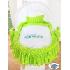 Rieten Babybed met Kap Groen Gelukkige Uilen