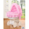 Rieten Babybed met Kap Roze Bear With Bow