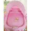 Rieten Babybed met Kap Roze Bear With Bow