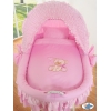 Rieten Babybed met Kap Roze Bear With Bow