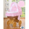 Rieten Babybed met Kap Roze Ezel Luca