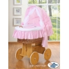 Rieten Babybed met Kap Roze Ezel Luca