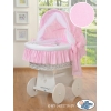 Rieten Babybed met Kap Roze Ezel Luca