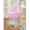 Rieten Babybed met Kap Roze Ezel Luca