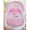 Rieten Babybed met Kap Roze Ezel Luca