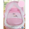 Rieten Babybed met Kap Roze Ezel Luca