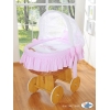 Rieten Babybed met Kap Roze Gelukkige Uilen