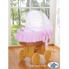 Rieten Babybed met Kap Roze Gelukkige Uilen