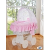 Rieten Babybed met Kap Roze Wit Glamour