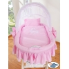 Rieten Babybed met Kap Roze Wit Glamour