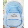 Rieten Babymand met Kap Blauw