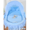 Rieten Babymand met Kap Blauw Bear With Bow