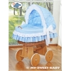 Rieten Babymand met Kap Blauw Bellamie