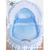 Rieten Babymand met Kap Blauw Bellamie