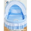 Rieten Babymand met Kap Blauw Bellamie