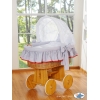 Rieten Babymand met Kap Grijs Rood Glamour