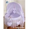 Rieten Babymand met Kap Purper Amelie