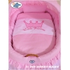 Rieten Babymand met Kap Roze Little Prince Princess