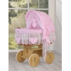 Rieten Babymand met Kap Roze Polkaprikker Amelie