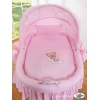 Rieten Babymand met Kap Roze Welterusten