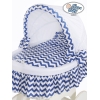 Rieten en Houten Wieg - met Kap - Komplett-Set Wit Marineblauw Hanna