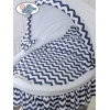 Rieten en Houten Wieg - met Kap - Komplett-Set Wit Marineblauw Hanna
