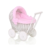Rieten Poppenwagen met Beddengoed