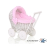 Rieten Poppenwagen met Beddengoed