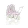 Rieten Poppenwagen met Beddengoed Wit