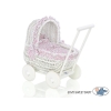Rieten Poppenwagen met Beddengoed Wit
