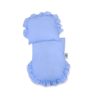 Rieten Poppenwagen met Beddengoed Wit Blauw Polkaprikker