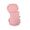 Rieten Poppenwagen met Beddengoedset Stofroze