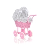 Rieten poppenwagen met kap