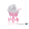 Rieten poppenwagen met kap