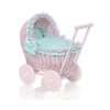 Rieten poppenwagen met kap Mint Polkaprikker